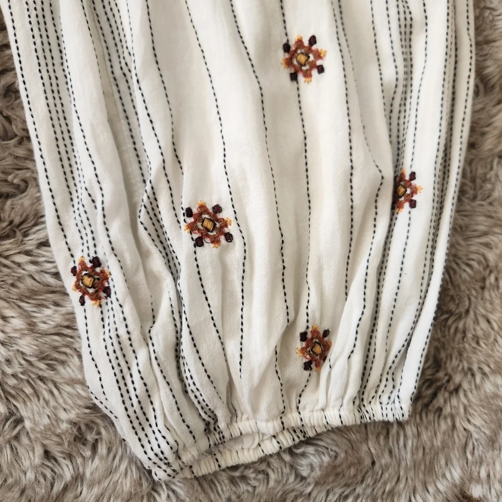 Free People Grasslands Embroidered Harem Pant Set Ivory Women's Size‎ Large